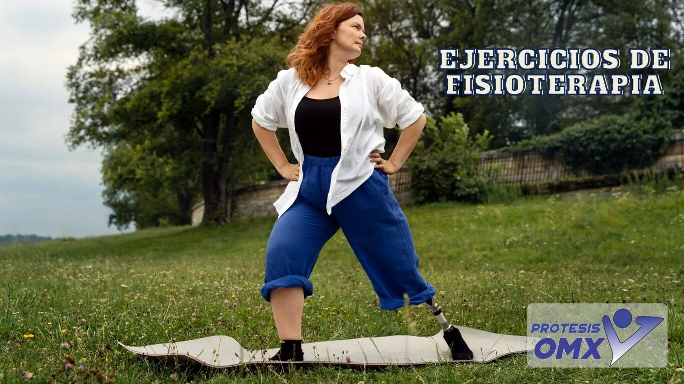 Mujer haciendo ejercicio con prótesis de pierna