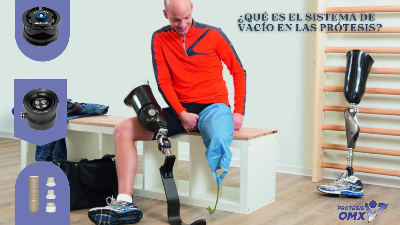 Persona utilizando una prótesis con succión